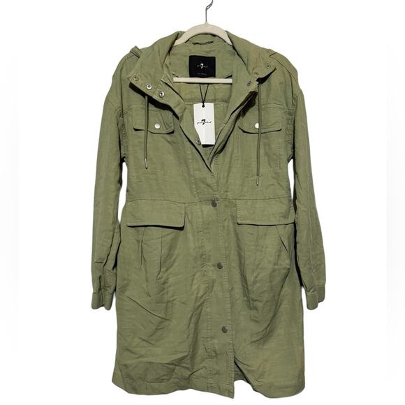 7 For All Mankind‎ NWT Light Green Anorak Utility Cargo Jacket Coat Size XS - Picture 1 of 5